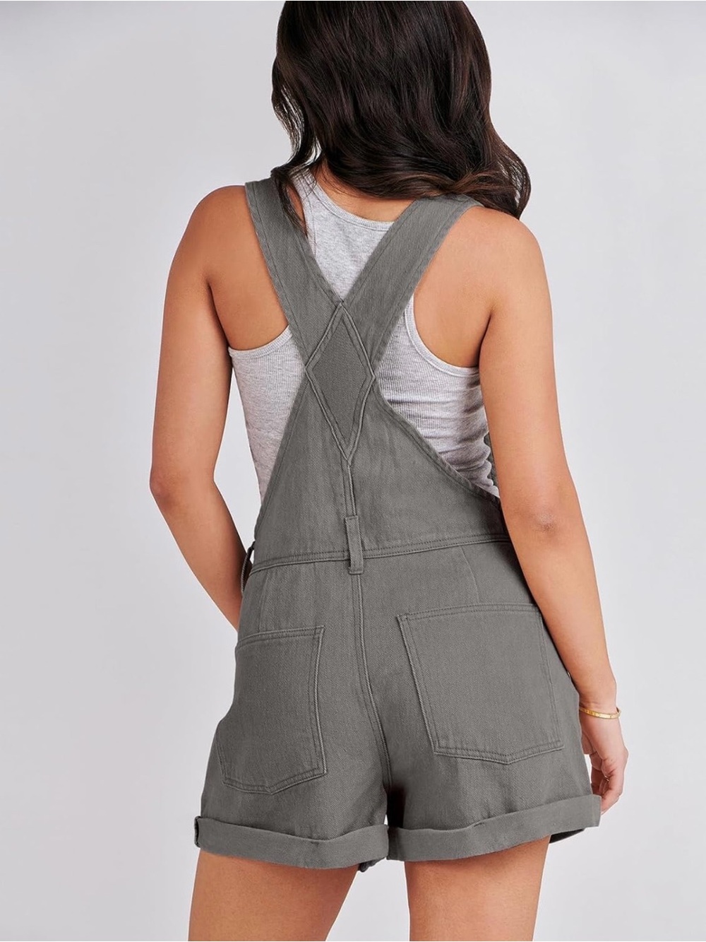 NWT Women's Dark Gray Short Denim Overalls! Medium! NEW! - Picture 2 of 9